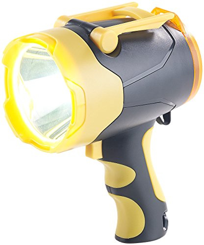 Lunartec Handstrahler: Akku-LED-Handlampe, 10 Watt, bis 400 m Leuchtweite, Powerbank-Funktion (Handleuchte, Taschenlampe akkubetrieben, Notfall)