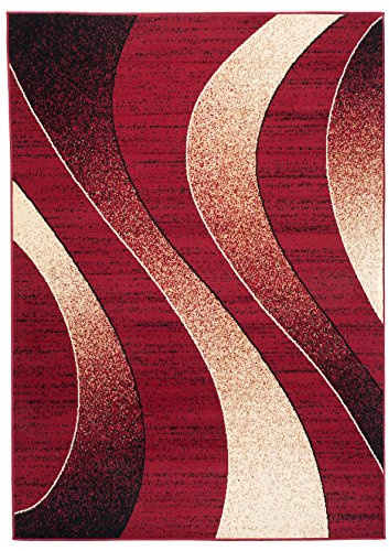 Carpeto Teppich Wohnzimmer 80x150cm Rot Geometrisch 90er-Retro Weich | Teppich für Schlafzimmer Büro Esszimmer Pflegeleicht Fußbodenheizungsgeeignet Reinigungsmittelbeständig Kurzflor Synthetisch