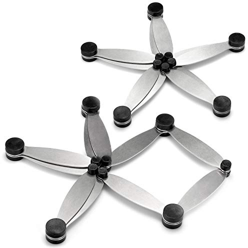 COM-FOUR® 2X Topfuntersetzer - Pfannenuntersetzer aus Edelstahl - Untersetzer größenverstellbar für Töpfe, Pfannen, Auflaufformen und Bräter (2 Stück)