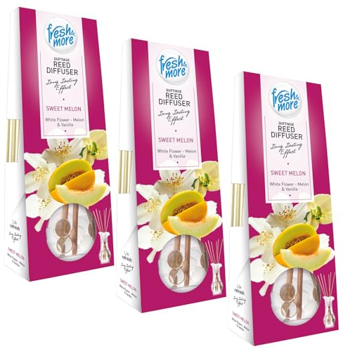 Fresh & More Duftvase Raumduft Diffuser (3er Pack) Sweet Melon 35ml