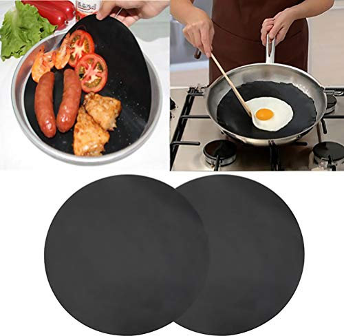 Woorea Ronde Téflon Anti-Adhésif Haute Température Poêle Feuille Doublure Cuisson Wok Feuille Pad Résistant À La Chaleur Poêle Feuille Doublure Feuille pour Cuisine BBQ Cuisson