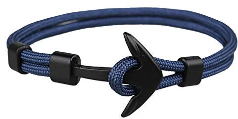 BlackAmazement Armband Anker Anchor Seefahrer Maritim schwarz blau gelb rot Damen Herren (Dunkelblau)
