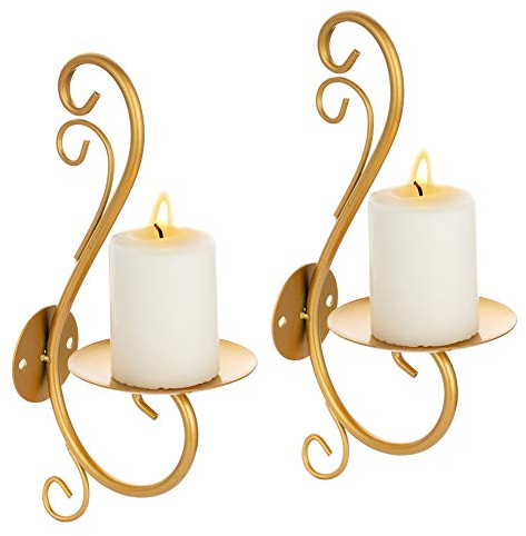 Sziqiqi Wall Candle Sconces Iron Vine Candleholder Wall Art Decoration Home Decoration Tealight Candle Stand Gold