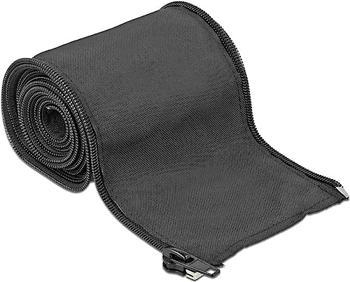 Delock Kabelschlauch Kabelkanal Gewebeschlauch Kabelschutz in schwarz mit Reißverschluss, Hitzebeständig bis 150 °C, 2m Länge, bis 37mm Durchmesser, 19220
