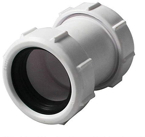 Raccord de tuyau droit - 40 mm - En PVC - Raccord de compression - Compatible avec les raccords de tuyau de déchets de salle de bain de 1/2