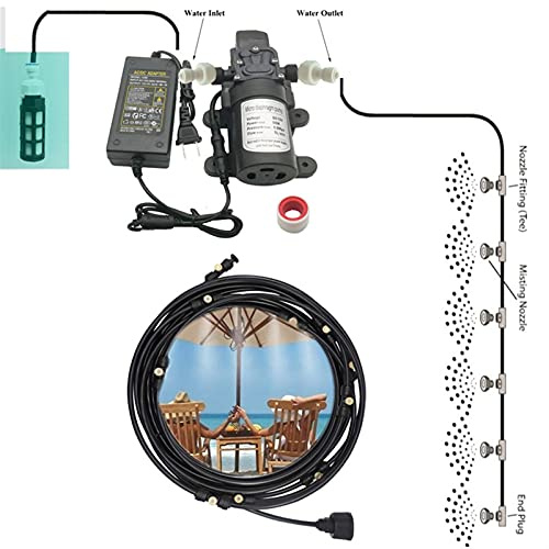 Kit de Sistema de Enfriamiento por Nebulización con Bomba, Sistema de Nebulizacion para Exteriores Terrazas Jardín Patio, Kits de Riego por Goteo para Césped, Flor, Invernadero (Size : 9m/29.5ft)