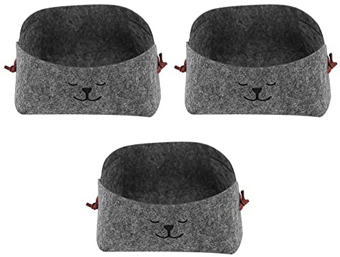 Aufbewahrungskorb, 3er Set grau Aufbewahrungskorb Filz Desktop Aufbewahrungsbox Faltbarer Aufbewahrungskorb für Münzschlüssel Snack TV Fernbedienung