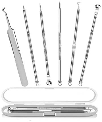 Kit Extractor de Puntos Negros - 6 Piezas Herramientas Para Eliminar Acné, Espinillas y Comedones - Tratamiento Profesional
