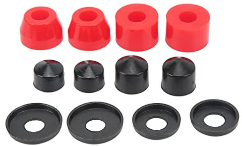 Jenngaoo Skateboard Buchsen Set, 12 Zubehörteile PU Dämpfung 90A Skateboard Ersatzbuchsen für 4 Rad Skateboard, Doppelwippe(Rot)