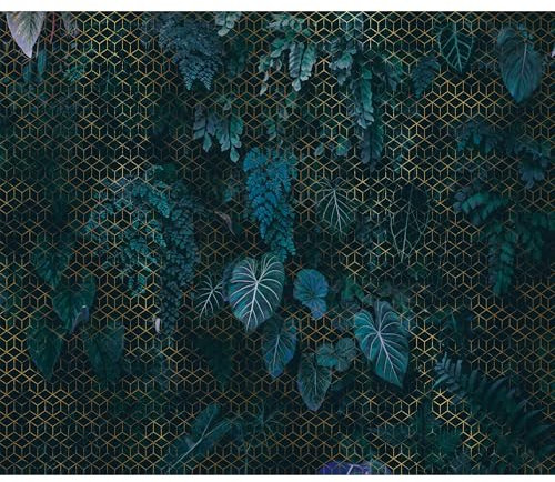 decomonkey Fototapete Geometrisch Abstrakt 400x280 cm Tapete Fototapeten Vlies Tapeten Vliestapete Wandtapete Moderne Wand Wandbild Schlafzimmer Wohnzimmer Pflanzen Natur Büro Flur Türkis