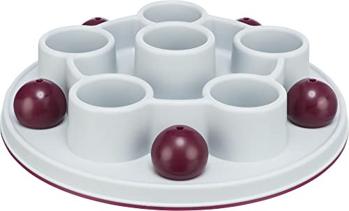 TRIXIE Pentagon Katzen-Strategie-Spiel - mit Vertiefungen und 5 Abdeckkugeln - rutschfest - spülmaschinenfest - ø 28 cm - 45895