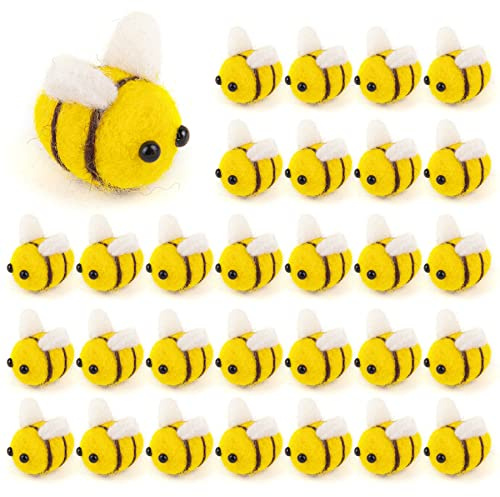 AUEAR, 50 Pack Yellow Wool Felt Mini Bumble Bee Craft Balls for DIY Party Tent Clothing Hat Gift Decoration