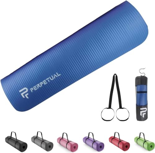 PERPETUAL Esterilla de Yoga y Pilates 10/15mm - Mat Antideslizante - Con Correa y Bolsa de Transporte - Colchoneta Gruesa y Plegable - Hombre/Mujer - Gimnasia, Fitness y Ejercicios - Gimnasio en Casa