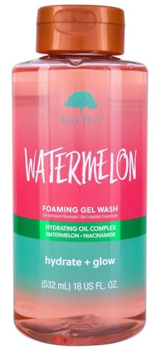 Tree Hut Watermelon Foaming Gel Wash, Hydrating & Moisturizing Body Wash with Shea Butter & Nourishing Essential Oils, Daily Cleanser for Soft Smooth Skin, 18 fl oz