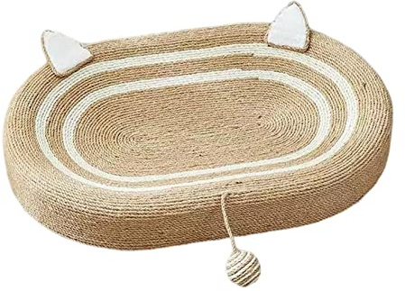 Colcolo Ovales Kratzbrett für Katzen - 3 in 1 Kratzmatte mit Ballspielzeug, Lounge Kratzpappe, Möbelschutz zum Spielen aus Pappe