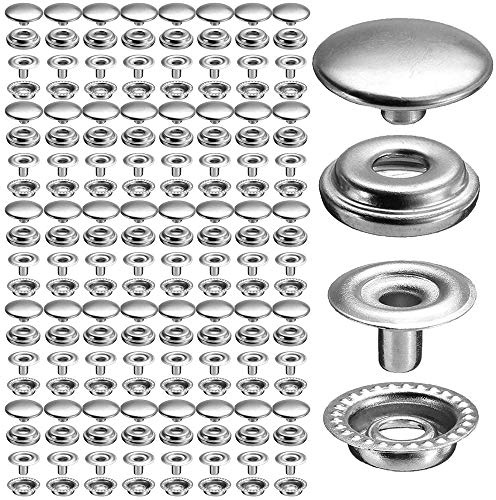 60 Sätze 12,5 mm Edelstahl-Verschluss Druckknopf-Knopf-Kits für Mäntel, Taschen, Leder, Marineboot, Segeltuch, Silber, keine Werkzeuge