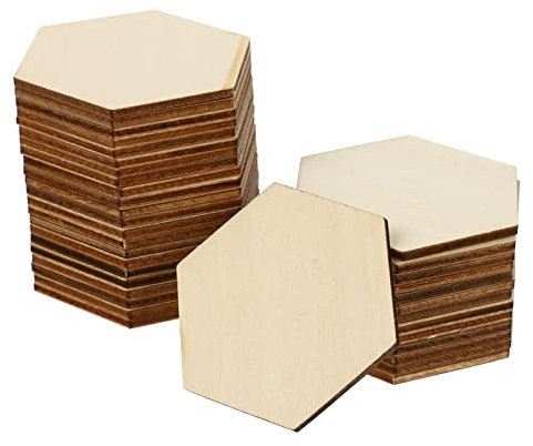 Beavorty 50stück Sechseckige Holzplatten Aus Buchenholz Holzformen Ornamente Für Diy-bastelarbeiten Und Dekorationen Unbeschichtet Und Robust