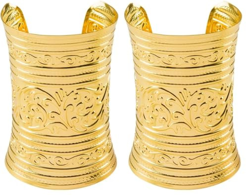Boland 64464 - Bracelet trésor du Nil, bijou fantaisie en or pour costumes de carnaval, bracelet pour carnaval ou fête à thème (Lot de 2)