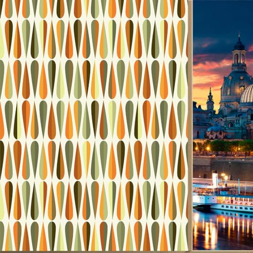 COALHO Retro Mid Century UV-blockierende Fensterfolie, abstrakte moderne Kunst, bunt, Regenbogen-geometrisch, Mitte des Jahrhunderts, Fensterschutz, statisch, dekorative Fensteraufkleber, 60 x 120 cm,