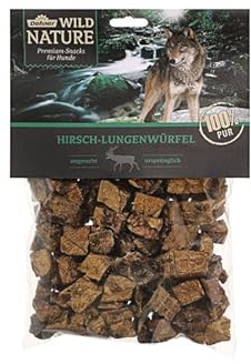 Dehner Wild Nature Hundesnack, Hirsch-Lungenwürfel, naturbelassen, 200 g (Packung mit 2)
