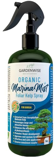 GARDENWISE Organic Marina Mist Foliar Spray for All Live Indoor and Outdoor Bonsai Tree Plants | Micro Nutrients for Vital Bonsai Health | Gentle Formula | Liquid Plant Food | Quick Results (16 oz)