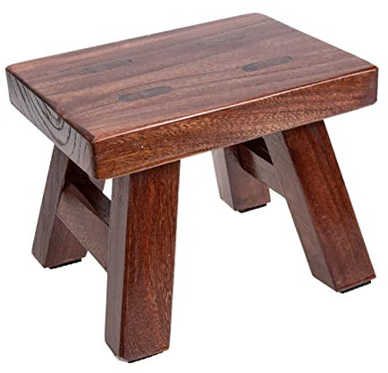 QUNINE Holzhocker, Kinderfußhocker, Badezimmerhocker, Kleiner Sitzhocker aus Holz, für den Außenbereich, Kleiner Holzhocker für Badezimmer, Fußhocker für Toilette, Arbeitshocker aus Holz