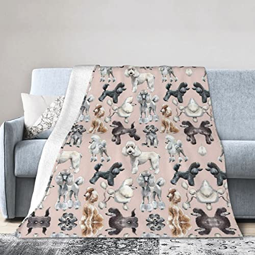 Jmorco Pudel-Hunde-Druck-Überwurfdecke, leichte, superweiche Fleecedecke für Couch, Bett, Wohnzimmer, 152,4 x 127,7 cm