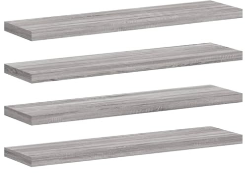vidaXL Wall Shelves 4-Pack - Grey Sonoma, Engineered Wood, 40x10x1.5 cm - Multifunctional & Moisture- for Living Room/Office