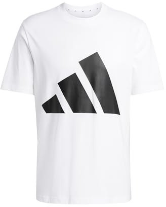 adidas Uomo Essentials Big Logo Single Jersey Shirt, White/Black, M