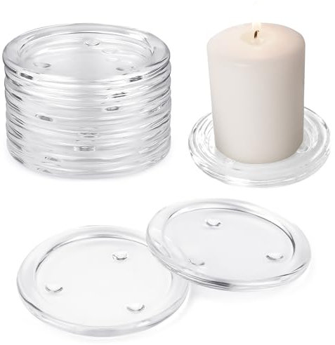AZKEEGREY 10 platos para velas de cristal de 10 cm, redondos, posavasos de cristal transparente para decoración de spa, bodas, fiestas, decoración del hogar, decoración de mesa