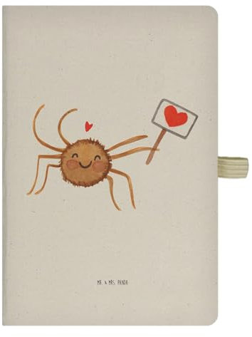 Mr. & Mrs. Panda DIN A4 Baumwoll Notizbuch Spinne Agathe Motivation - Geschenk, Skizzenbuch, Schreibbuch, Notizheft, Glück, Adressbuch, Vertrauen,