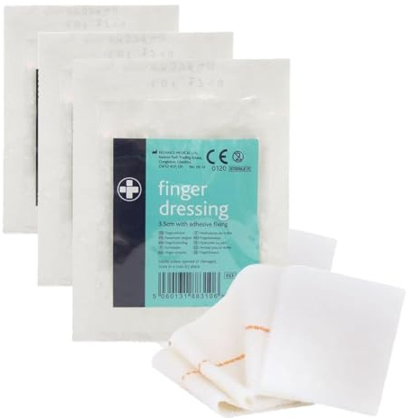 Reliance Medical Rel310 Small Finger Dressing with Adhesive Fixing and More Protection, Features Peelable Tab Sticky Patch. Stretch Bandage and Adhesive Strip Tab 3.5 cm (10 Pieces) (Pack of 3)