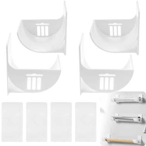 4 Pcs No Punching Trash Bag Dispenser Plastic Bag Holder White Wall Mounted Plastic Bag Organizer Garbage Bag Dispenser Grocery Bag Holder for Home Kitchen Storage and Organization