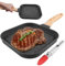 SPORWAY Grillpfanne 18×18 cm, Steakpfanne Induktion aus Aluminiumguss, Rectangle Bratpfanne mit Abnehmbarer Griff, Antihaft Omlettenpfanne Pfanne für alle Herdarten, Backofen und Spülmaschinenfest