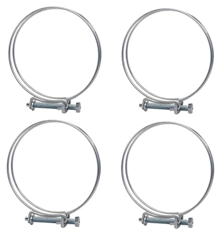 SKIR'CO (4 Stück) Verstellbare Doppeldraht-Schlauchschellen 103-110 mm, verzinkte Stahl-Schlauchschellen, Schlauchschellen mit verstellbarem Durchmesser