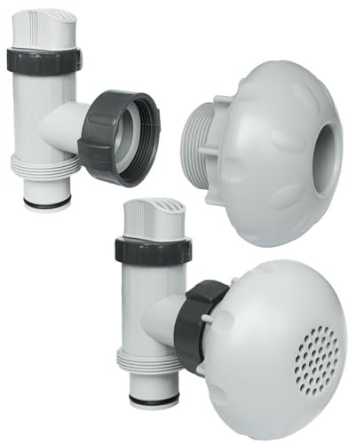 Sharutia Pool Pump Plunger Valve Kit Compatible with Intex Coleman Above Ground Pool, Includes Inlet and Outlet Fittings, 1.5 inch Pool Valve Part Set with Strainer