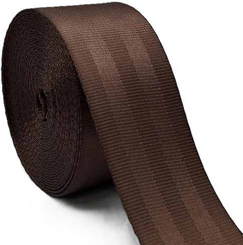 AnseTendance - 48mm Cinghia Tipo Cintura di sicurezza in Poliestere per Bagagli Creazioni Cucito Borse Maniglia della Camera Chitarra tracolla (caffè, 10 metri)