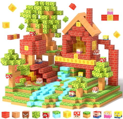 126 Stück Magnetische Bausteine,Bauen Magnetische Blöcke Welt,Magnetic Building Blocks,Magnetisches Spielzeug für Jungen und Mädchenim,Spielzeug ab 3 4 5 6 7 8 Jahre, Geschenk für Kinder（2.5CM/Stück)