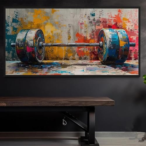 XINBAO Poster motivazionali di fitness, bodybuilding, palestra, bilanciere, allenamento, tela, stampe murali, immagini, decorazioni per la casa, palestra, 60x120 cm, senza cornice