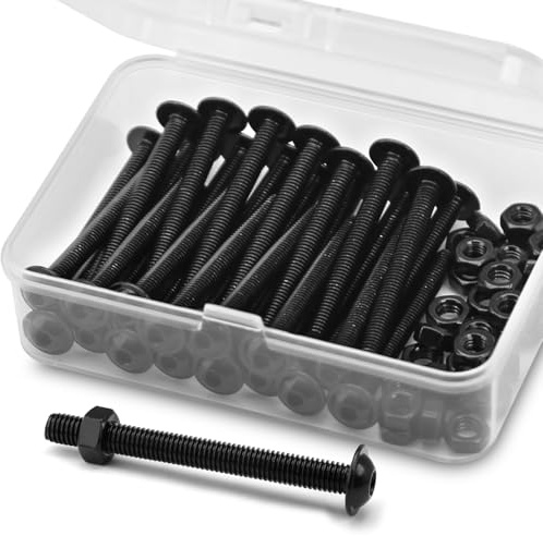 (30 sets) M4 x 40mm Hex Socket Screws with Flange and Nuts Set, 304 Stainless Steel Black Oxide, Pan Head Screws, Flange bolts, Flange screws