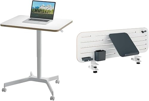 Leitz Ergo Set Mobiler Sitz-/Steh-Schreibtisch & Pegboard Schreibtisch-Organizer mit Laptop-Halterung & Zubehör, Höhenverstellbares Stehpult, Belastbar bis 20 kg, 80 x 60 cm, 65360001 + 65490000