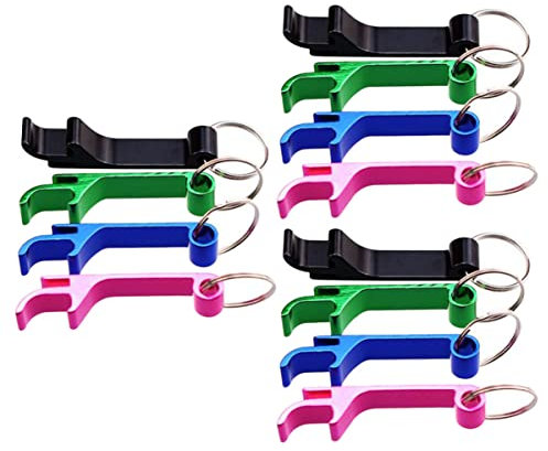 OKUMEYR 14pcs Decorative Keychain Bottle Opener Aluminum Alloy Key Holder for Home Hotel Kitchen Travel Bars