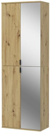 Inn.Furn Garderobenschrank mit Spiegel Eiche Artisan Schuhschrank mit Spiegeltür Flur Diele 60 x 193 cm SystemX (Artisan Eiche)