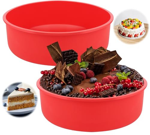 2 Piezas Molde Silicona Repostería Redonda, Moldes Antiadherentes, Tarta Capas, Queso, Arcoíris