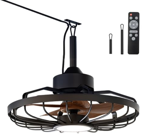 BKZO Deckenventilatorleuchte für den Außenbereich, Außenlicht mit Ventilator, IP44 Wasserdicht, 6 Lüftungsgeschwindigkeiten, mühelose Lichtdimmung, für Terrassen, Pergolen, Wohnzimmer, Esszimmer