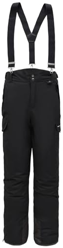 BenBoy Herren Skihose Gefüttert Warm Abnehmbaren Softshellhose Winddicht Wasserdicht Schneehose Hosenträgerhose mit Verstellbarer Träger Snowboardhose Outdoorhose Winter HXK7997M-Black2-M