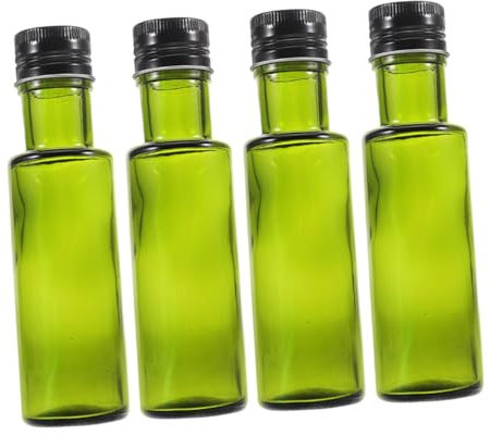 VALICLUD Botella de Vidrio para Aceite 100ml Redonda 4 Piezas Verde