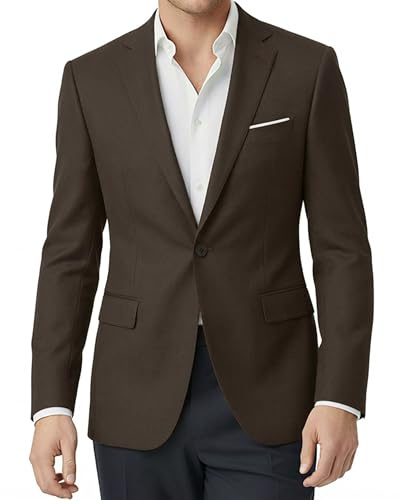 WYWK Herr smal passform en knapp kostym blazer jacka lätt sportjacka kappa för bröllop, företag, fest, Brun, M