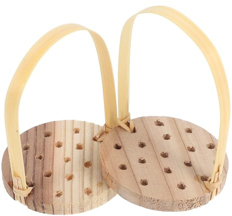 GOTTAJOY 2pcs Wooden Mini Round Steamer Mats for Dim Sum Pastry and Kitchen Cooking