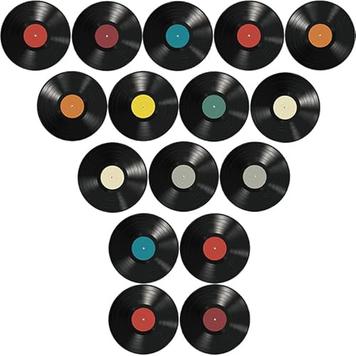 Gadpiparty 16 calcomanías de pared de disco de vinilo vintage retro decorativas para sala de estar, dormitorio, tienda y fiestas, decoración estética indie del hogar